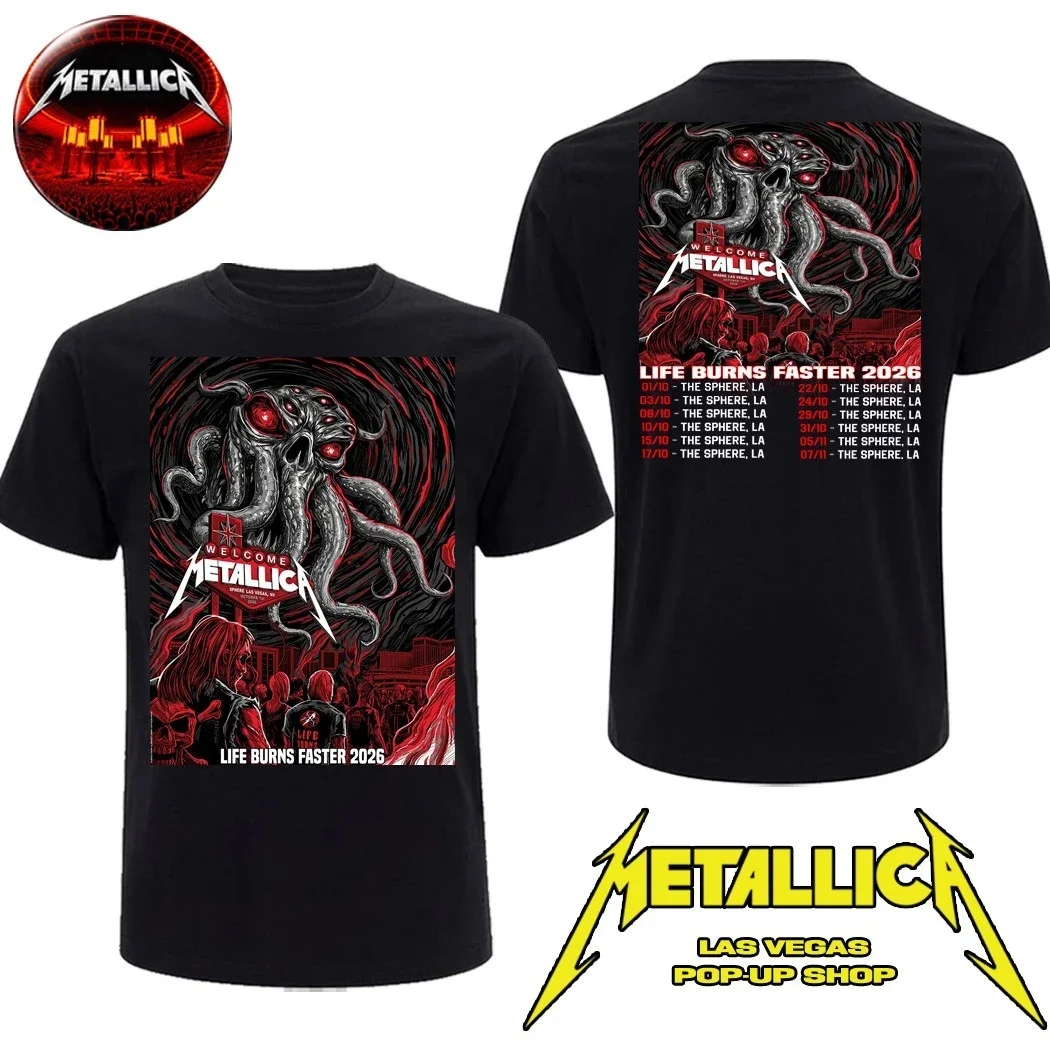 2026 Metallica Pop-Up Shop Las Vegas NV Sphere Residency Oct 1 2026 Octopus Skull T-Shirt Ins Y2k