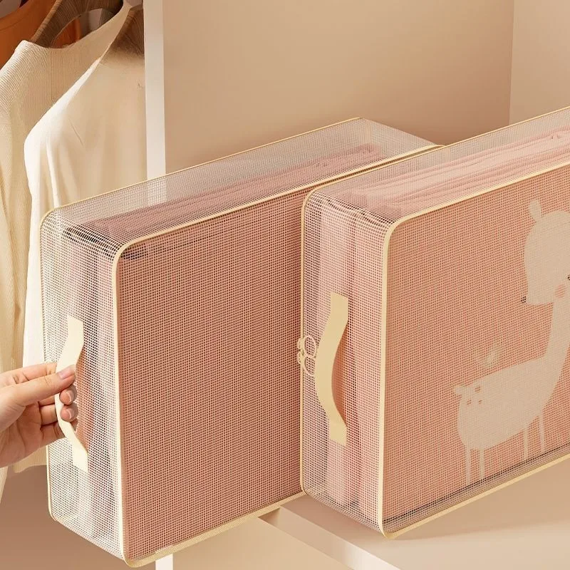 3-teiliges Set Große Netz-Aufbewahrungstaschen mit Reißverschluss - Kleidung Haushalt Bettwäsche Vier-Teile-Set Aufbewahrungstasche, Kleidungs-Organisationsbox – Detail 3