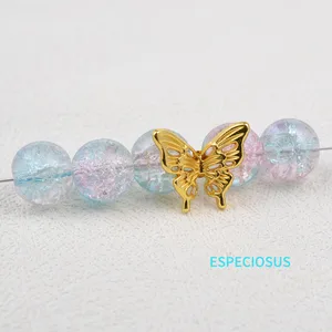 Cor Prata Banhado Beads Borboleta, Liga Estereoscópica, Encantos Handmade, Espaçador Oca para Pulseira, DIY Acessórios Jóias, 10 Pcs 10 principais vendas borboleta metal aplique - №2