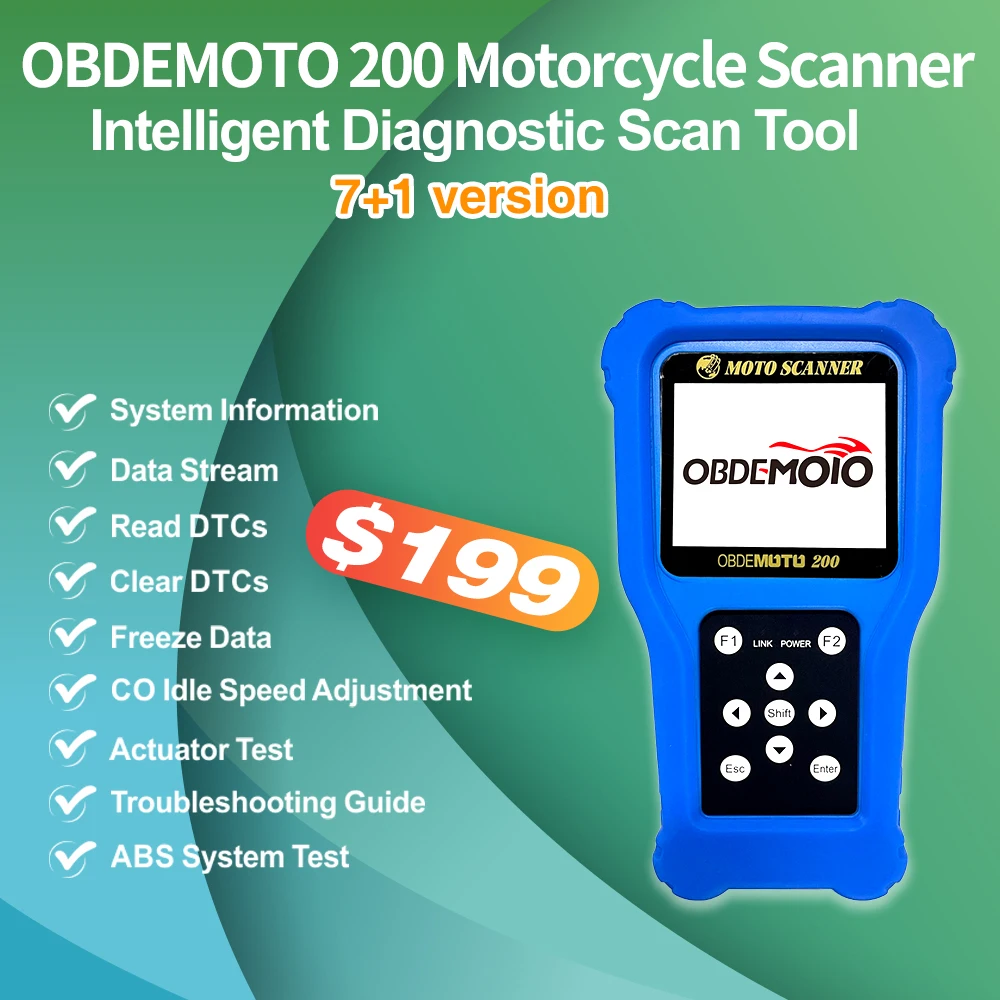 OBDEMOTO200 EFI Motorcycle for 7 Brand and OBD 2 OBD2 Scanner Diagnostic Tool Scooter Scan Fault Code Reader