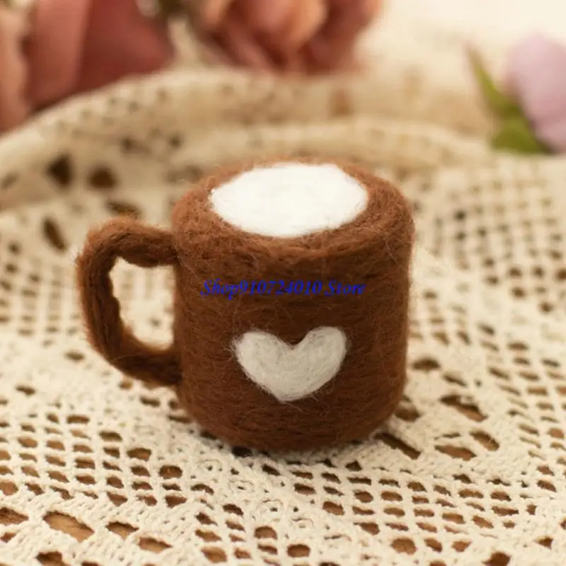 أدوات تصوير محمولة للرضع 77HD مصنوعة يدويًا من اللباد على شكل فنجان قهوة على شكل هاتف