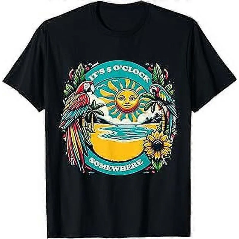 إنه الساعة الخامسة في مكان ما - تي شيرت Parrot Summer Beach - TCS253