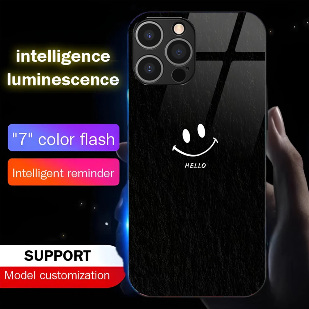 Keep Your Smile Sound Control LED Flash Cases Leuchtende Glasabdeckung für iPhone Air 17 E 16 E 15 14 13 12 11 Pro Max Plus – Detail 10