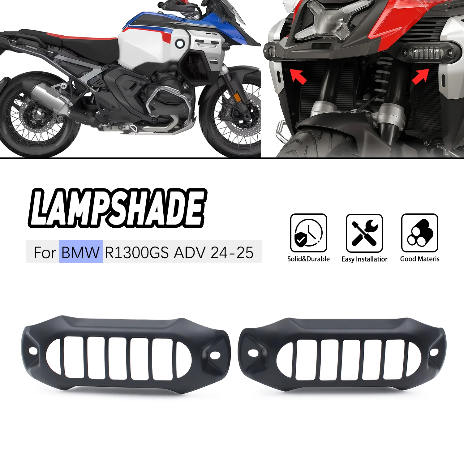 

For BMW R1300GS Adventure 2024 2025 Motorcycle LED Auxiliary Light Cover Lamp Protector Shell Grille