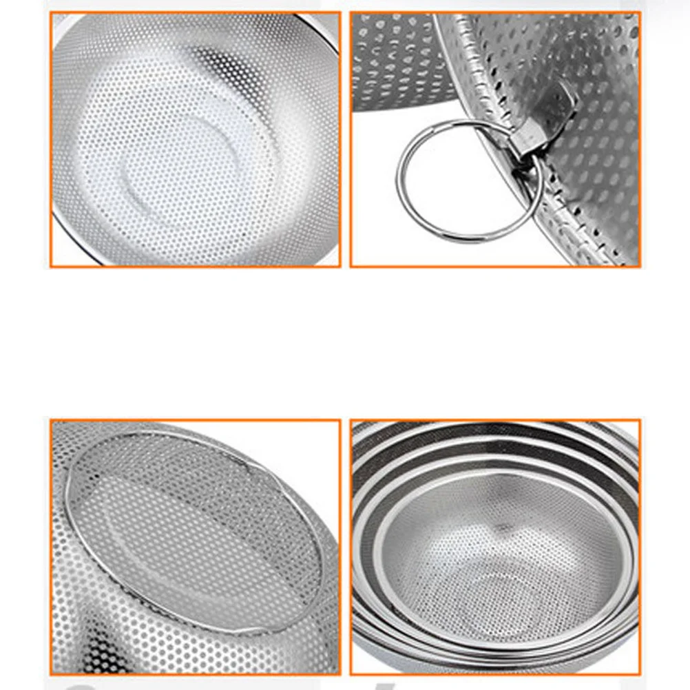 

Kitchen Drain Basket Stainless Steel 22.5cm Silver Rapid Water Drainage Fruit Vegetable Sieve Storage Cooking Helper