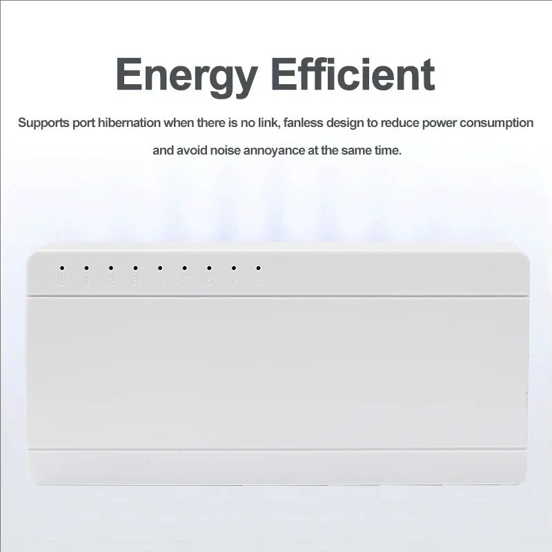 Conmutador Ethernet Gigabit de 8 puertos, conmutador de red de escritorio de 10/100/1000Mbps, Plug & Play, MDI/MDIX automático, concentrador LAN RJ45 para oficina en casa