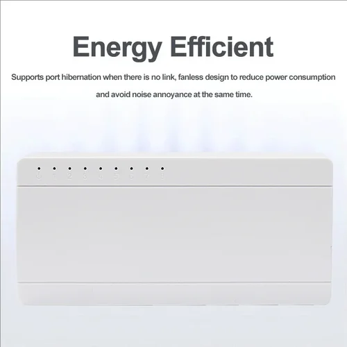 Imagen 2 del producto Conmutador Ethernet Gigabit de 8 puertos, conmutador de red de escritorio de 10/100/1000Mbps, Plug & Play, MDI/MDIX automático, concentrador LAN RJ45 para oficina en casa
