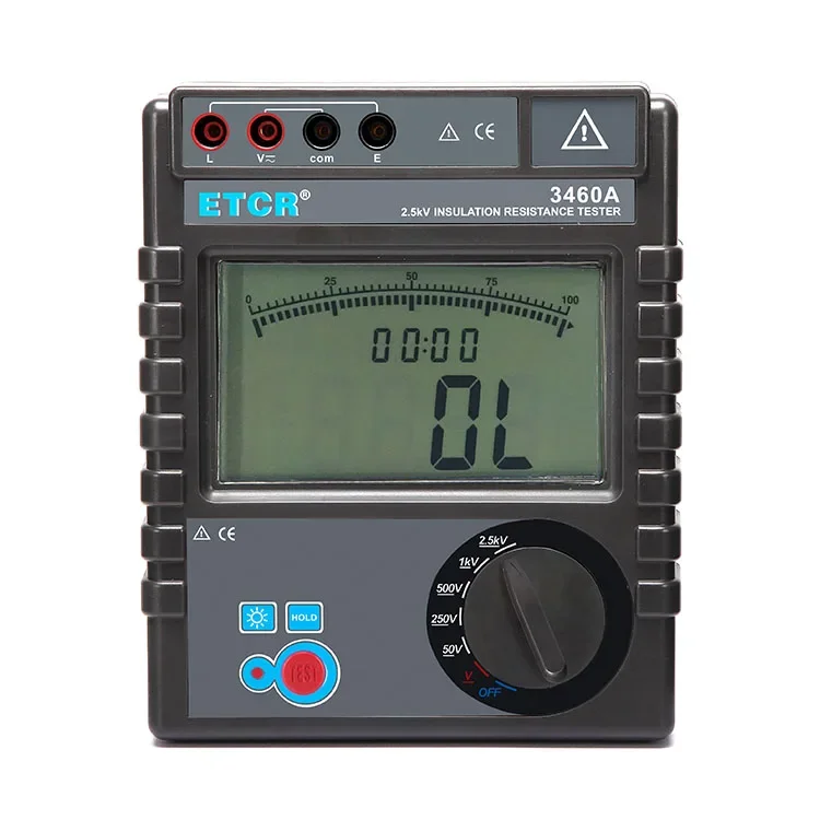 VK3460A Digital Only Five Gear Electronic Insulation Resistance Tester with 2500V Range and 3% Accuracy