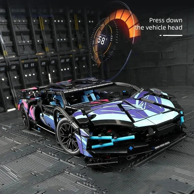 Lamborghinis-bloques de construcción mecánicos técnicos para niños, modelo de coche de carreras 1:14, Cyberpunk, montaje MOC creativo, juguete para regalo