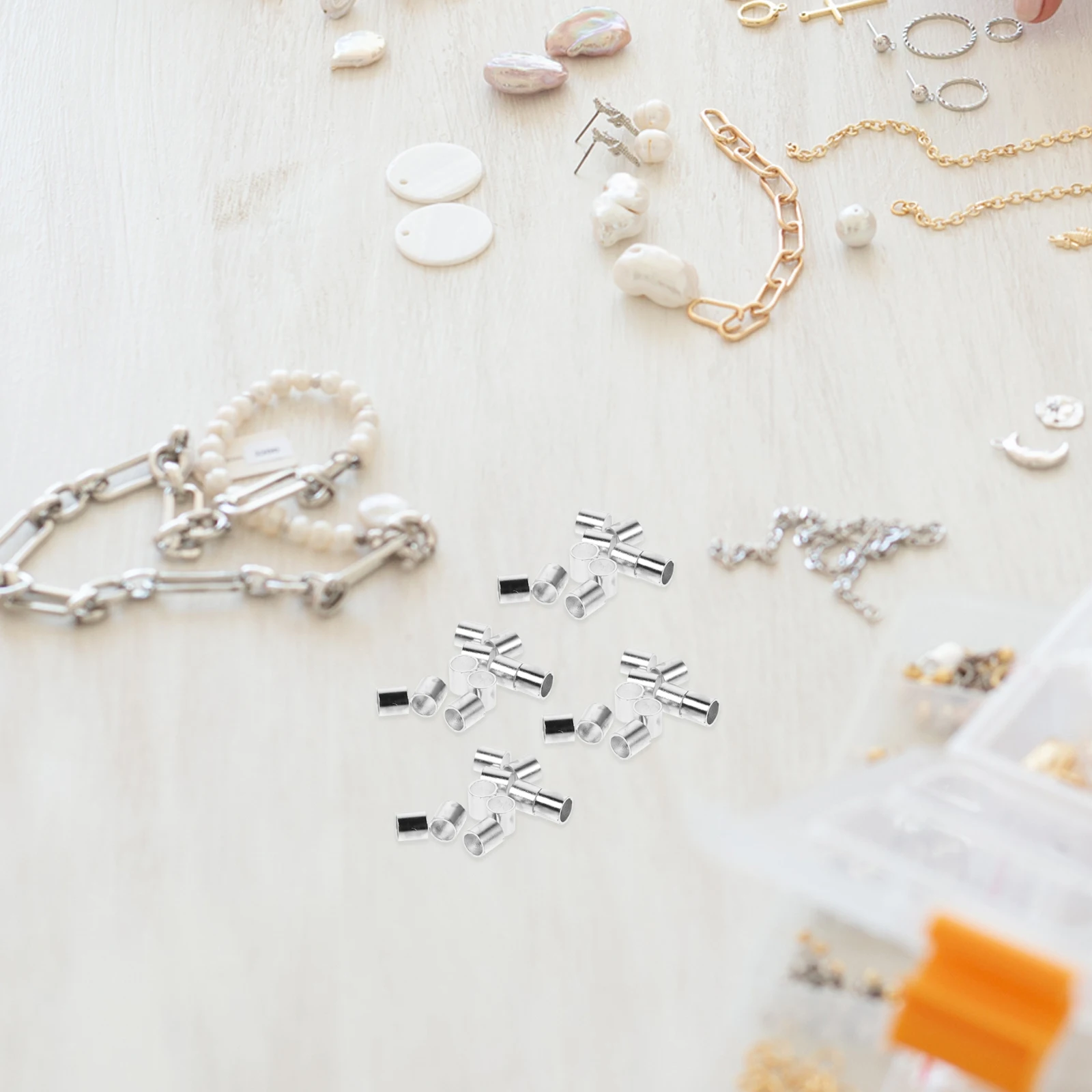 

4 Pack Pcs Copper Tube Beads Diy Positioning Accessories Smooth Mini Hole DIY Craft Jewelry Making Bracelet Necklace Decorations