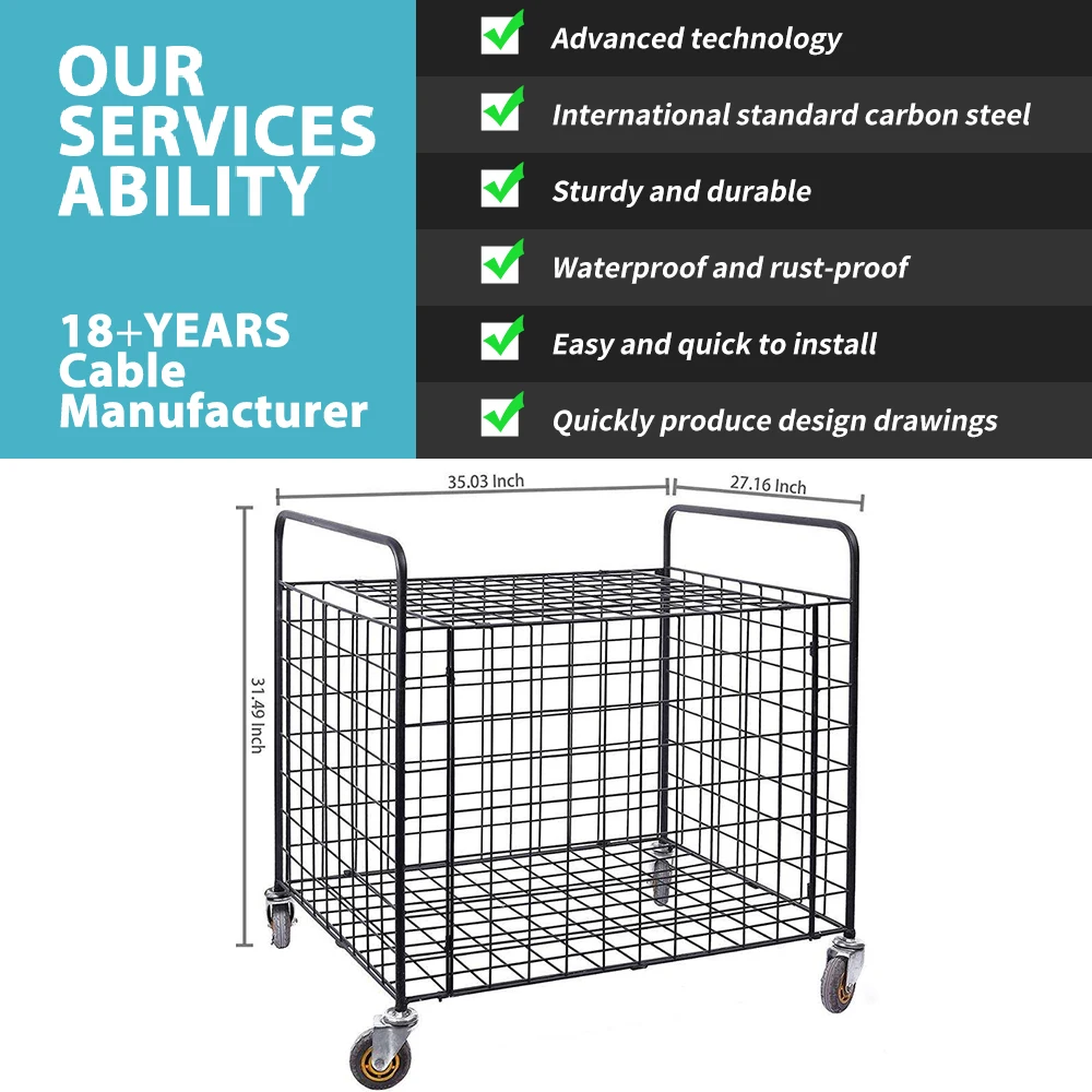รถเข็นจัดเก็บอุปกรณ์ออกกำลังกายในบ้าน ทำจากตาข่ายโลหะ เหล็กกล้าคาร์บอน พร้อมที่วางลูกบาสเก็ตบอลและชั้นวาง