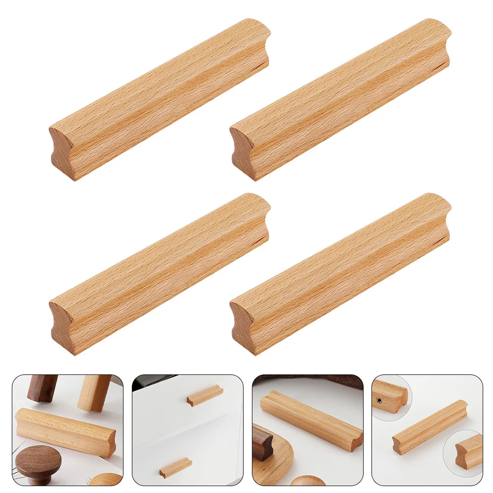 Poignée en Bois Massif Personnalisé pour la Maison, 4 Pièces, Poignées de Porte d'Armoire, de Cuisine, Armoire à Chaussures, Commode en Hêtre, Meubles Vieilli