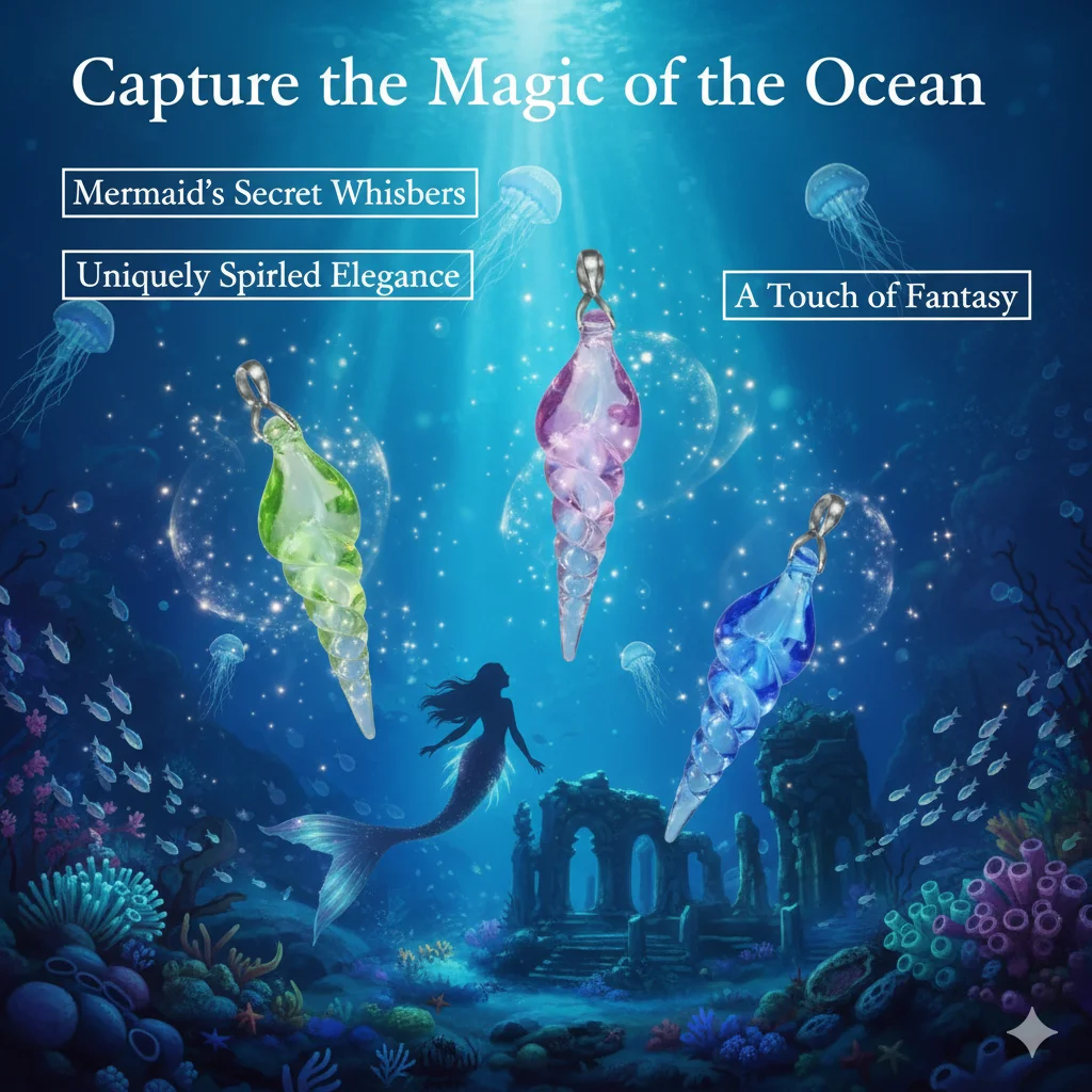 Ocean Shell Crystal Necklace Fantasy Game Inspired Pendant Unisex Cosplay Jewelry Gift For Fans