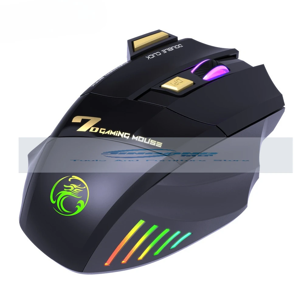 

IMICE7 key, free double-click 2.4G silent rechargeable colorful breathing light wireless game mouse