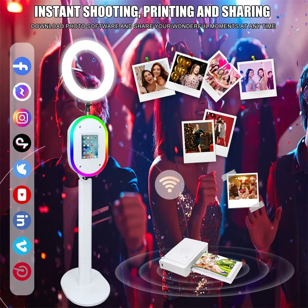 آلة كابينة تصوير iPad المحمولة الجديدة مع ضوء حلقة لآلة كشك الصور الشخصية iPad مقاس 10.2/11/12.9 بوصة لحفلات الزفاف