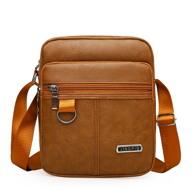 High Quality Crossbody Bag Men's PU Leather Shoulder Bag Large Capacity Fashion Casual Solid Color Mobile Phone Crossbody Bag