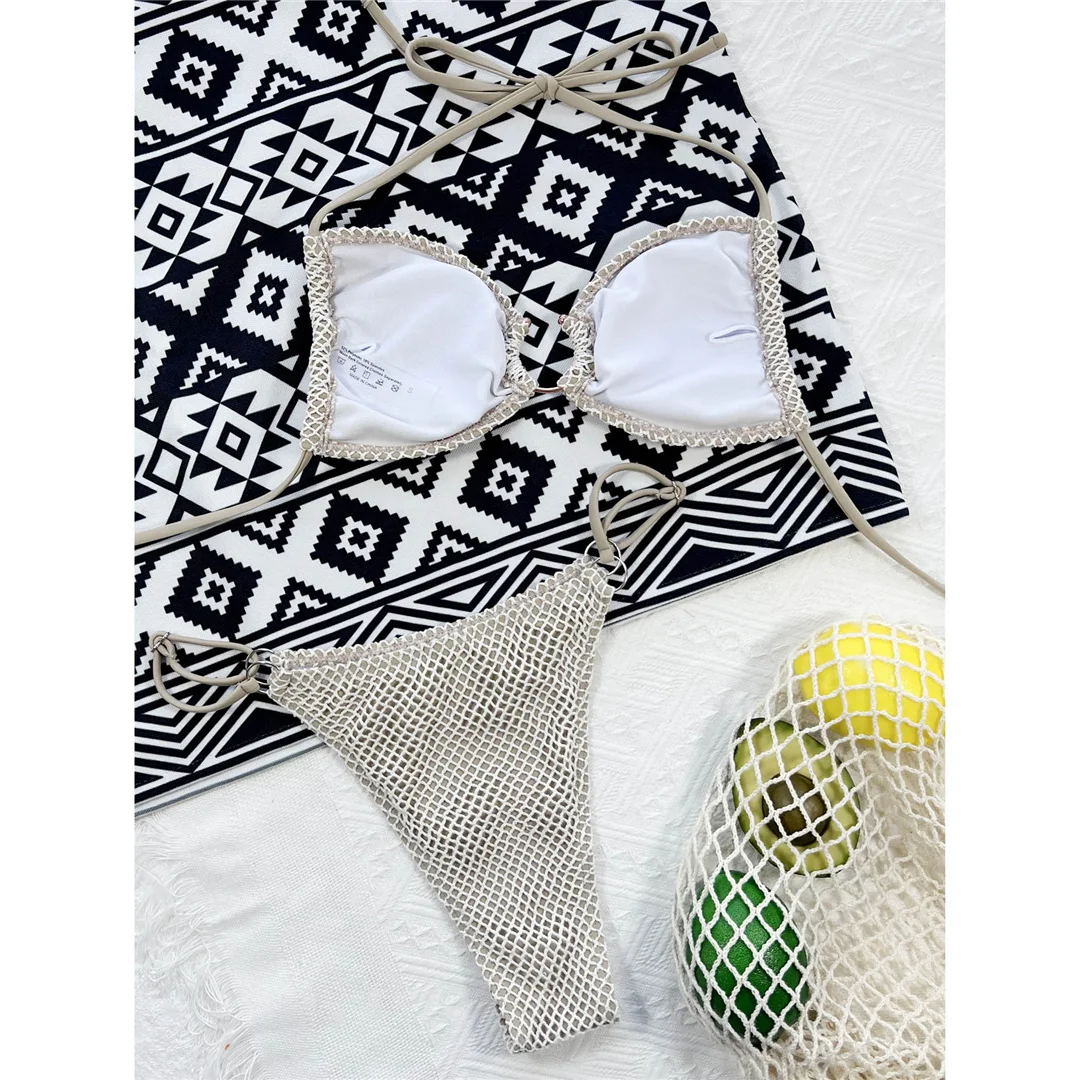 Sexy Wickel-Bikini mit Neckholder und Netzstoff, Damen-Badeanzug, zweiteiliges Bikini-Set, Badebekleidung, Badeanzug, Badebekleidung, Schwimmbekleidung V3675 – Detail 10