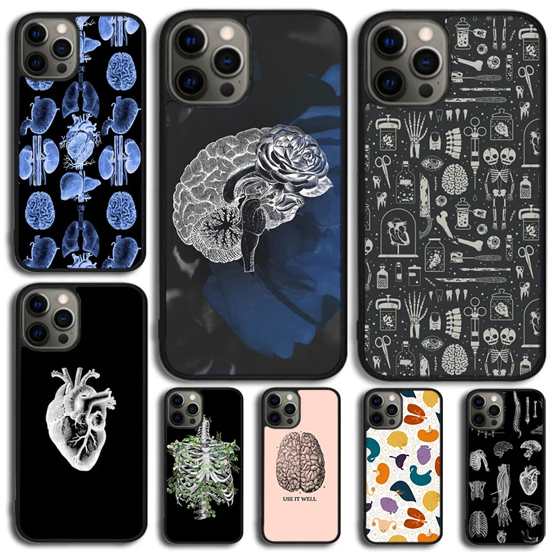 Vintage Anatomical Heart Cardiac Brain Nurse Phone Case For Samsung Galaxy S10 S22 S23 S24 S20 Plus S21 Ultra Back Cover