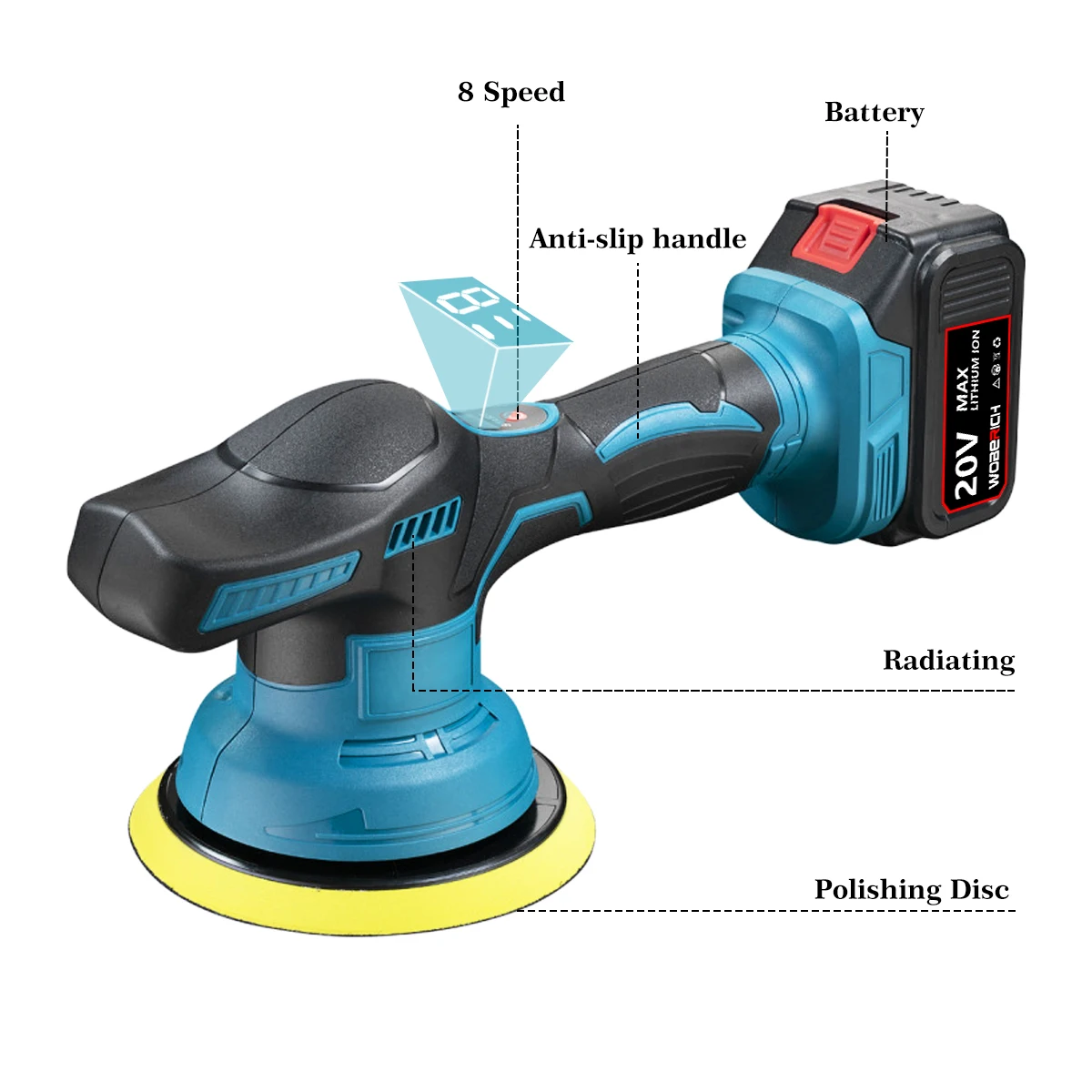 Cordless Car Polisher Electric Polisher 8 Gear Wireless Automobile Car Polishing Sealing Glaze Machine For Makita 18v Battery