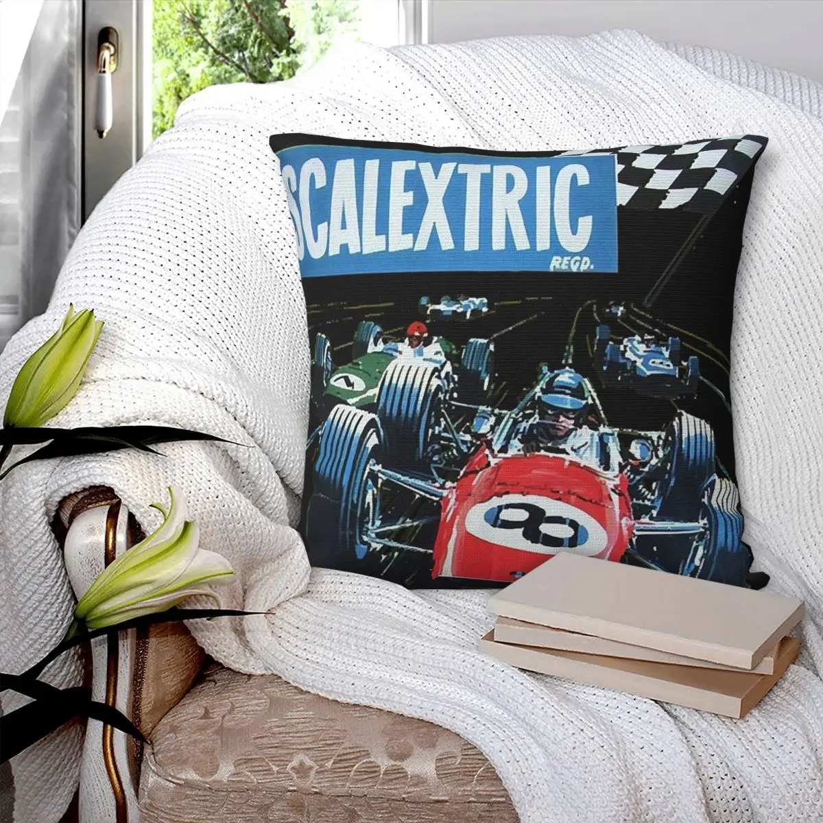 Scalextric Classic Square Pillowcase Pillow Cover Polyester Cushion Zip Decorative Comfort Throw Pillow for Home Bedroom