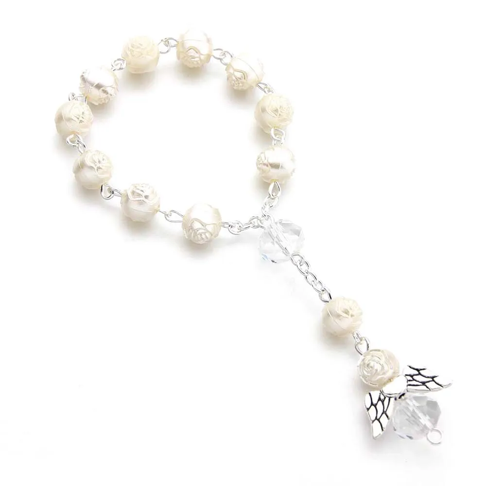 

50/30/10Pcs Baptism Rosary Beads Finger Baptism Rosaries Faux Pearls For Baptism Favors Christening Favors Communion Favors