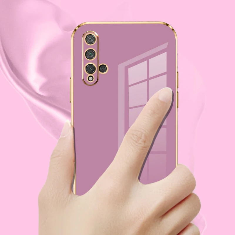 For Huawei nova 5T Case Luxury Square Plating Huawei nova5T Phone Case YAL-L21 YAL-L61 YAL-L71 ShockProof Silicone Back Cover