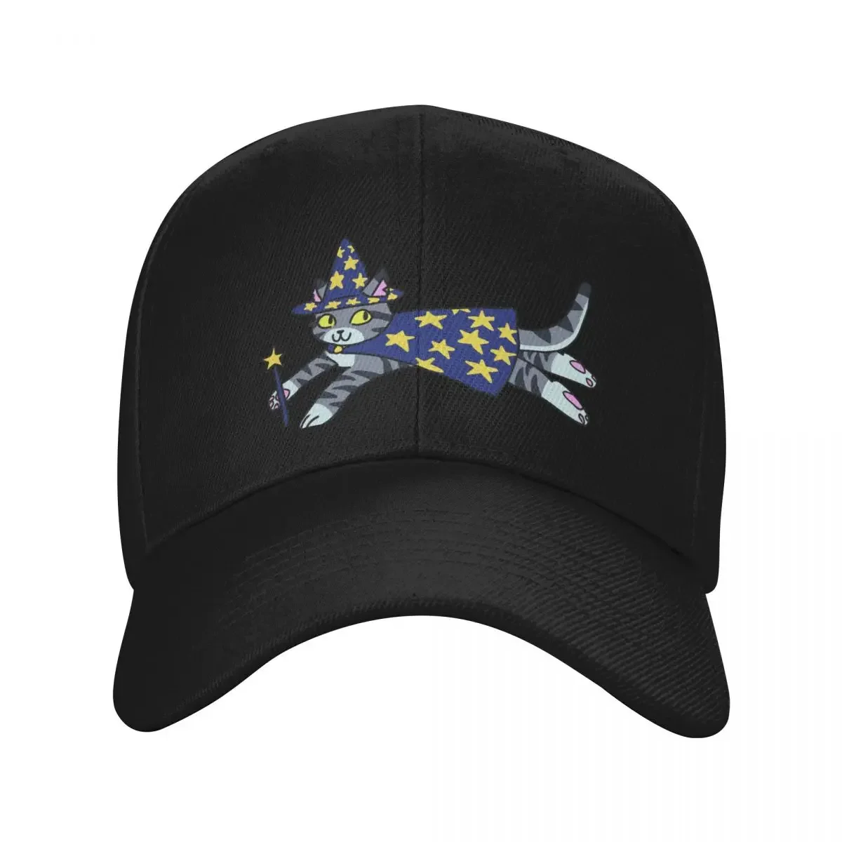 

Wizard Cat! Gray Tabby Version Baseball Cap Funny hats fashionable sun hat Men Luxury Brand Women's