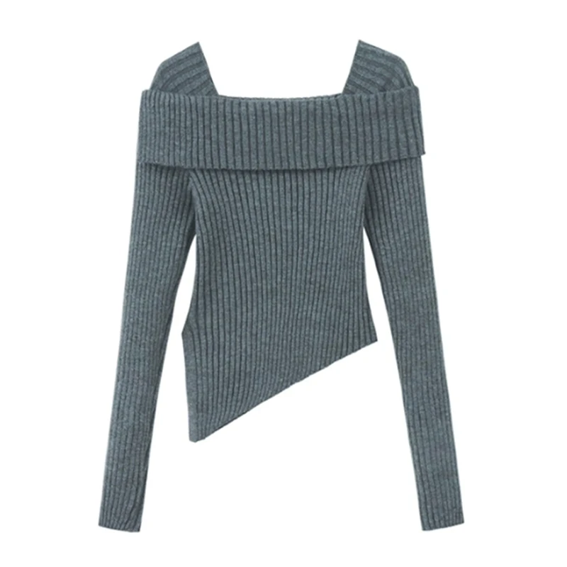 

Women's Off-Shoulder Sweater Top Slim Fit Short Pullover Base-Layer Long-Sleeve Elastic Warm Spring 2026