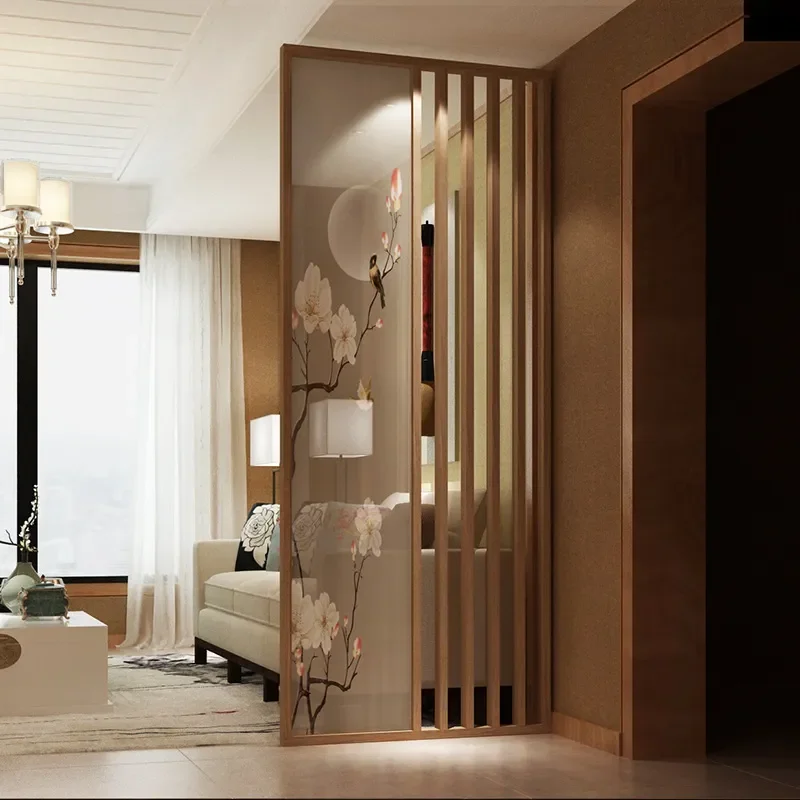 Modern Solid Wood Room Divider New Chinese Nordic Style Entrance Partition Light Luxury Decor for Living Room Bedroom