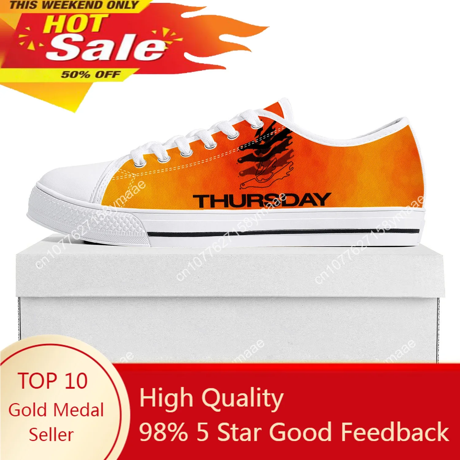 

Thursday Band Low Top Sneakers Mens Womens Teenager Canvas High Quality Sneaker Casual Custom Made Shoes Customize Shoe White