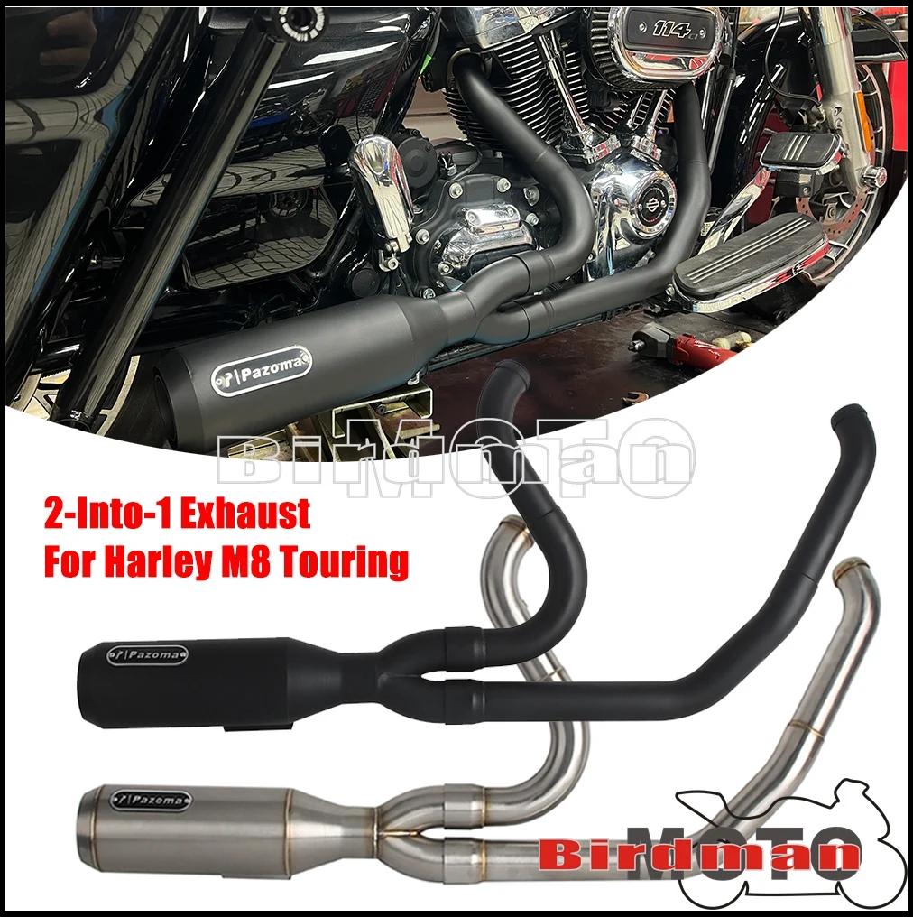

2-into-1 Full System Exhaust Motorcycle Complete Muffler For Harley M8 Touring Electra Glide Road King Street Road Glide 2017-up