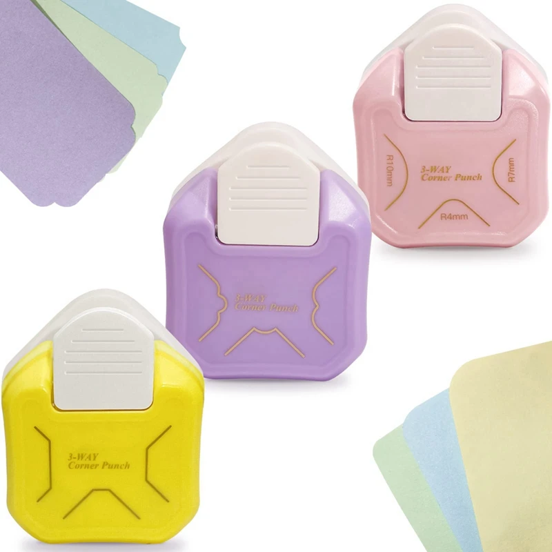 

Hot TTKK 3 Pieces Corner Punch Corner Cutter Creative Pattern Corner Punch For DIY Projects Scrapbooking Photocards Card Making