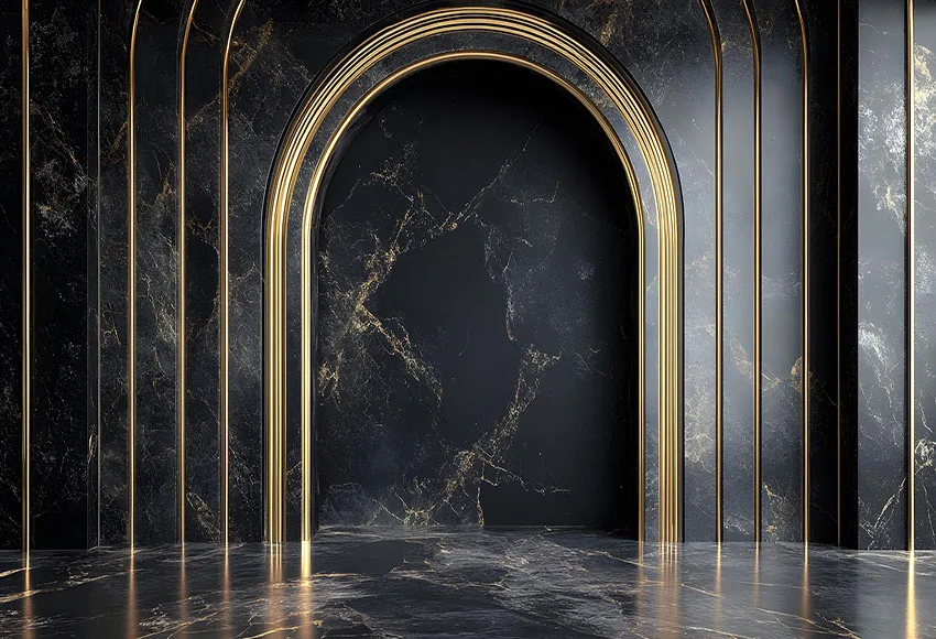 Mehofond التصوير خلفية فاخرة الأسود والذهبي قوس جدار عيد ميلاد الزفاف الأمومة صورة ديكور خلفية استوديو الصور