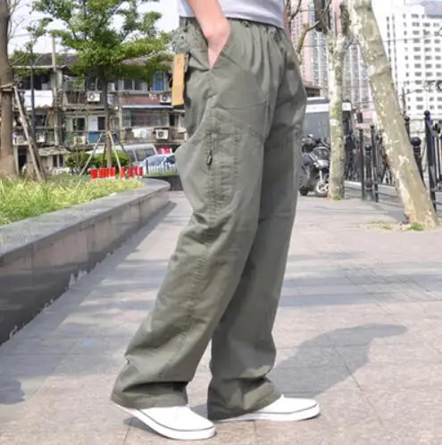 

2026 Spring Men Cargo Cotton Pants Pocket Large Size Big 8XL 10XL 9XL 140KG Loose Out Door Casual Safari Style Pants Black