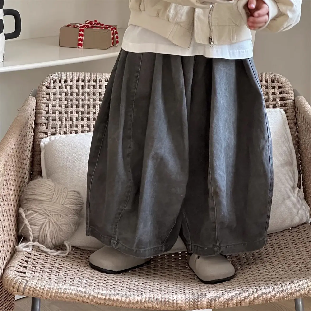Children's pure cotton radish pants, boys' forest retro casual girls' 2025 Spring and Autumn Harun pants