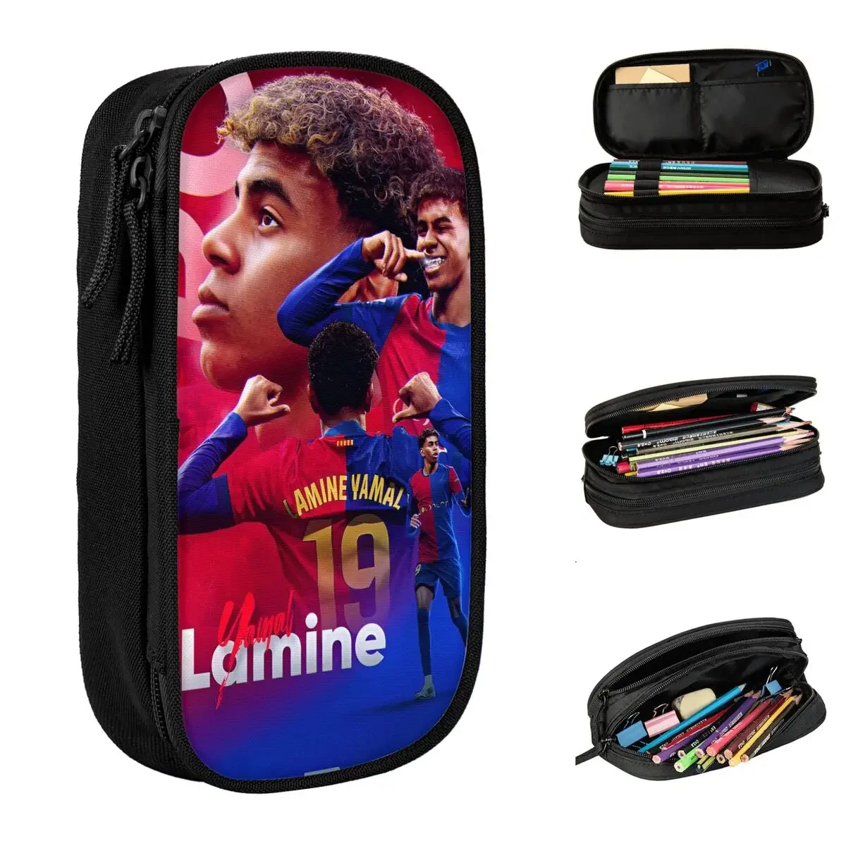 Lamine Y-Yamal Football Number 19 Pencil Cases Cute Pen Holder Bags for Student Large Storage Students School Gifts Pencil Box