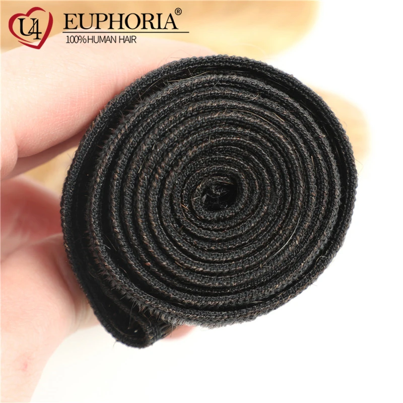 EUPHORIA-Pacotes de Cabelo Remy Brasileiro, Cabelo Humano Encaracolado de Água Profunda, Corpo Liso, Loiro Ombre, 27 Castanho, 1 PC