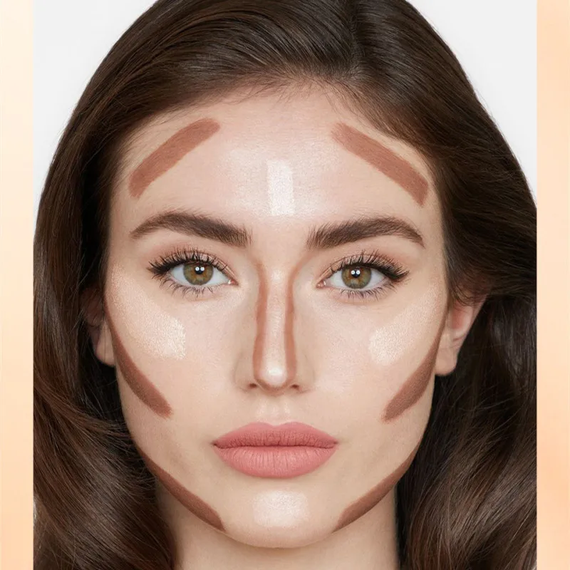 ダブルエンドのダブルユース輪郭スティックノーズシャドウ修理、ハイライターパウダー、コンシーラー、耐久性のあるメイク、化粧品