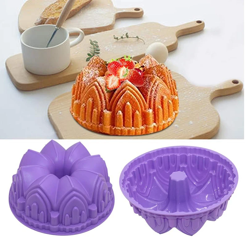 Castle Christmas Cake Silicone Mold Crown Baking Pan For Birthday Party Pie Dessert Large Swirl Kitchen Bakeware Accessories