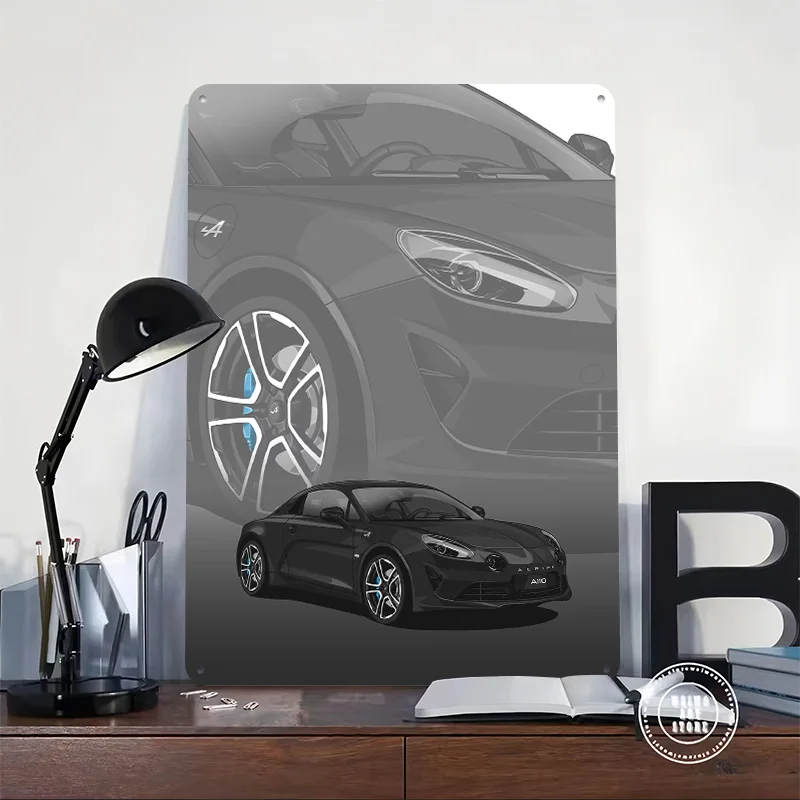 Alpine A110 Sports Car Poster Customized Vintage Metal Signs Wall Art Retro Tin Plaque for Garage Gamer Decoration Room Man Cave