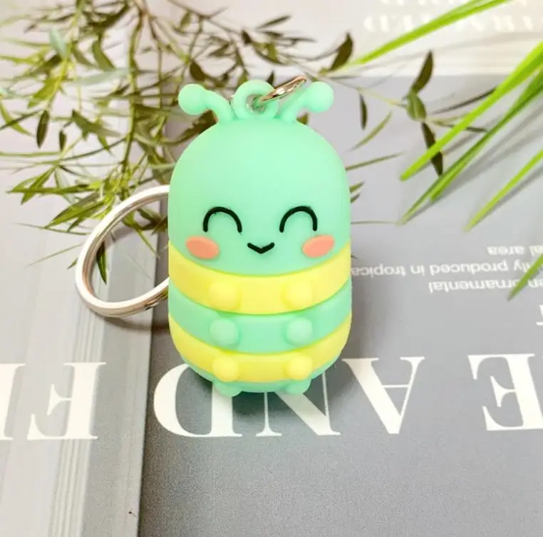 1PCS  New three-dimensional dragonfly bee ladybug caterpillar cartoon doll keychain