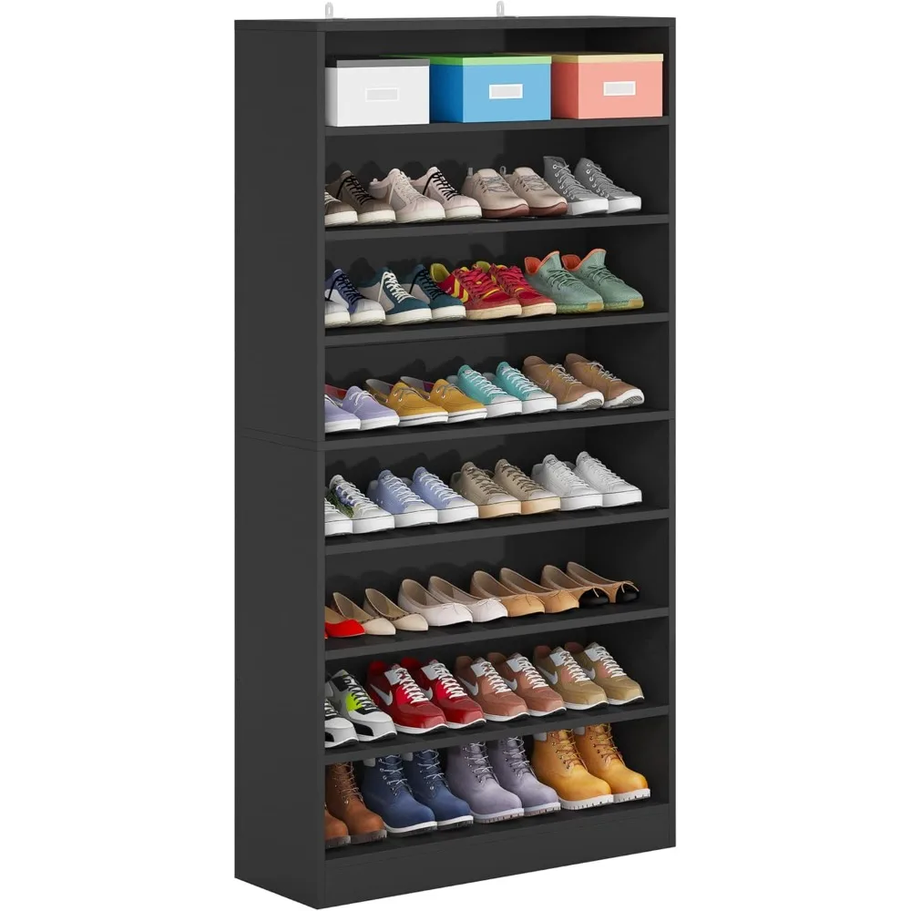 Shoe Cabinet, 9 Tier 45 Pairs Heavy Duty Wood Freestanding Shoe Storage Cabinet, 70.9