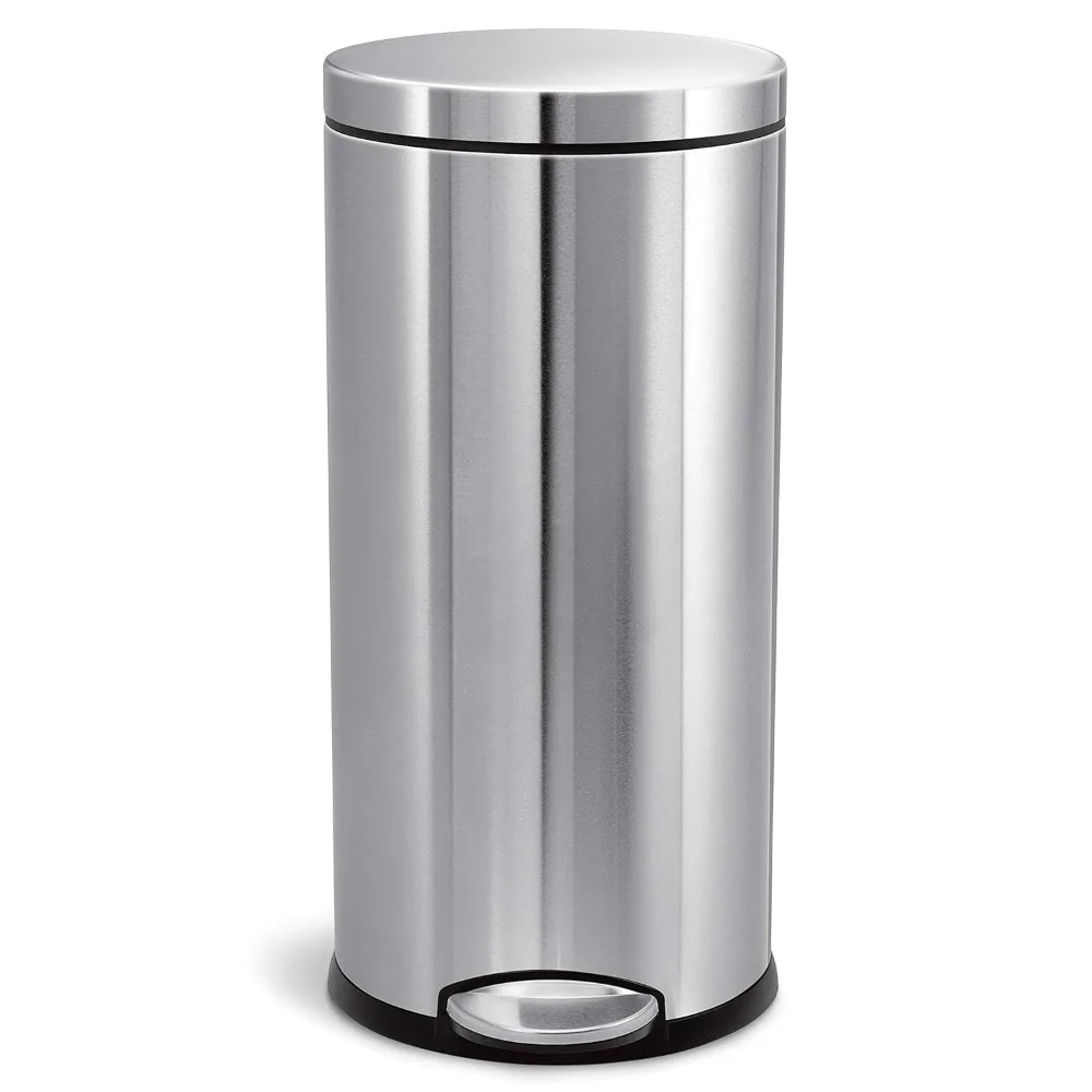 

Round Step Trash Can, Brushed Stainless Steel, 30 Liter 8 Gallon Trash Can