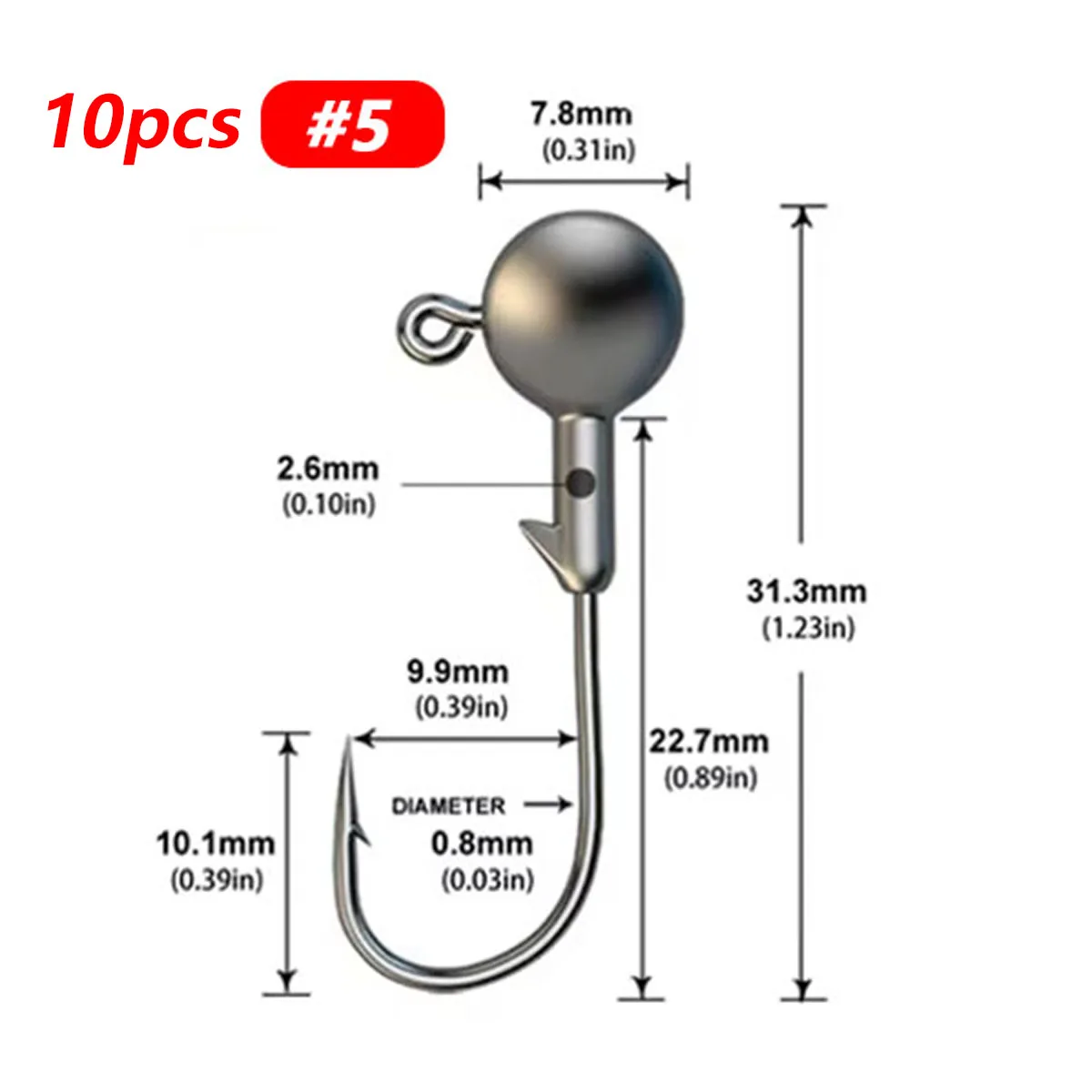 1g 1,8g 2,5g 3,5g 5g Angeljigköpfe, Rundkopf-Rigs Angelhaken für Weichköder und Crankbaits