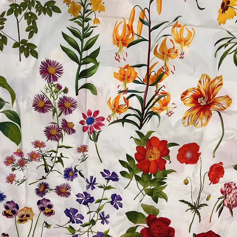 

Европейский и американский брендовый дизайн, поплин с цветочным принтом, хлопковая ткань для женщин, платье, блузка, ткань «сделай сам», швейный материал