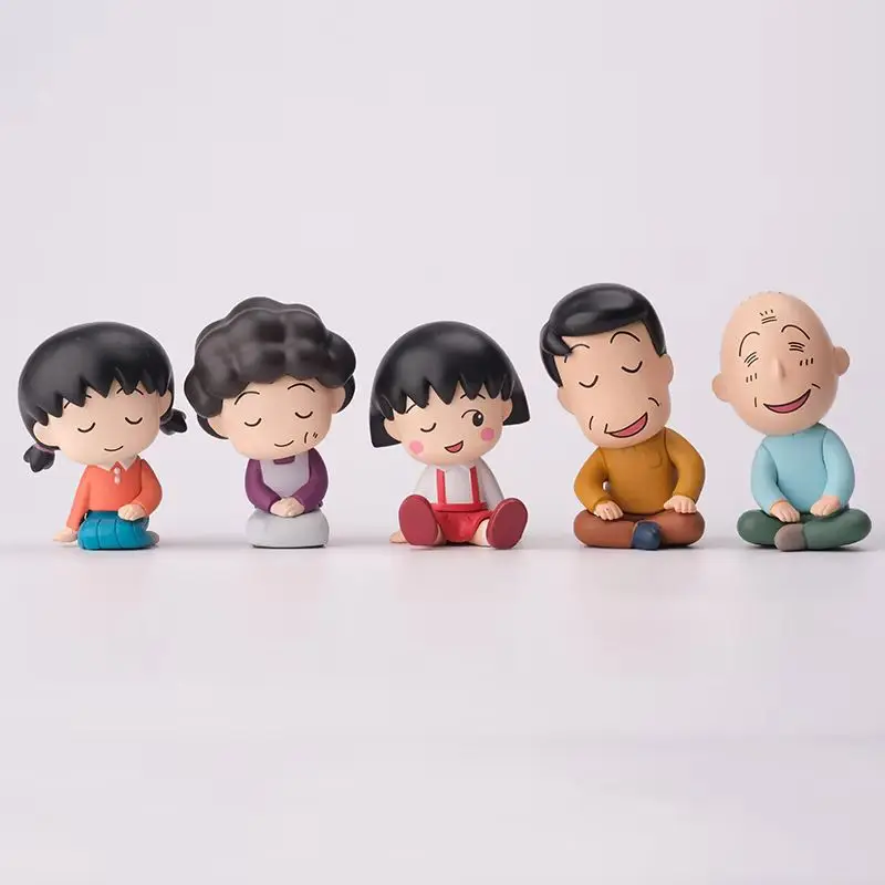 New In Stock Little Maruko Family Shoulder To Shoulder Second Round Blind Box Cute Action Figure Desktop Ornament Festival Gifts