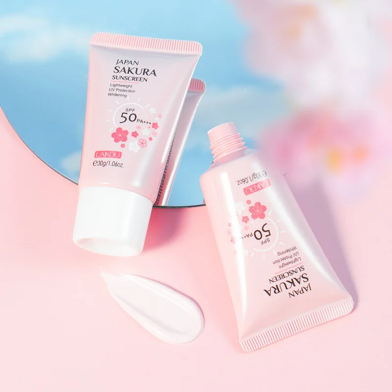 1PC NEW Sakura Cream Korean Sunscreen Protector Facial Sun Blocker Spf50 Isolation Lotion Cream Brightening Moisturizer 30g