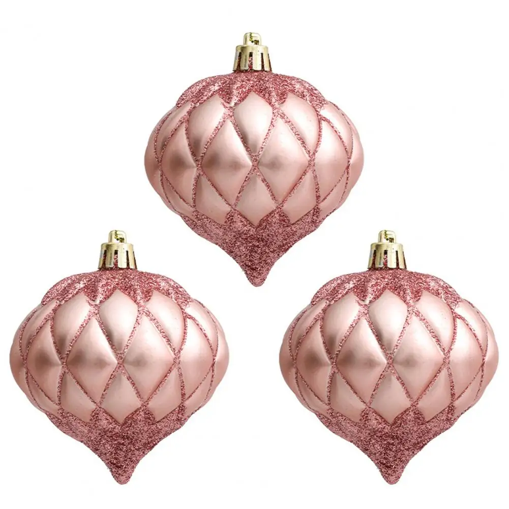 3Pcs/Box Nice-looking Plastic Xmas Ball Delicate Detail Xmas Tree Hanging Balls Pendants Decor Christmas Decoration