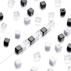 30pcs/lot 7.5mm Acrylic Square Shape Charm Spacer Loose Beads for Handmade DIY Necklace Bracelet Jewelry Making Supplies