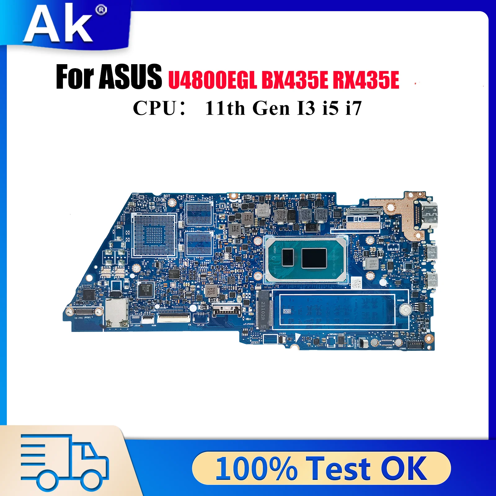 

UX435EA Материнская плата для ноутбука ASUS ZenBook U4800EGL RX435E UX435E BX435E UX435EG UX435EA Материнская плата с 11-го поколения I3 i5 i7 stk